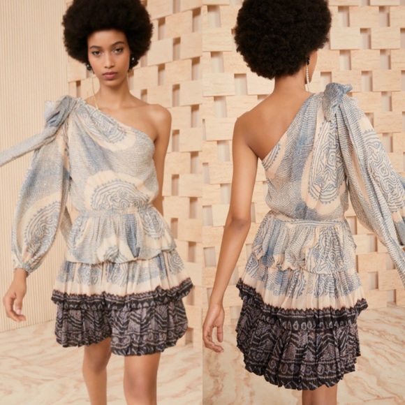 Ulla Johnson Dresses & Skirts - Ulla Johnson Leah Dress in Moonstone mini length one shoulder tiered layered